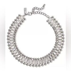 NWT I.n.c. International Concepts Silver-Tone Baguette Crystal Choker Necklace